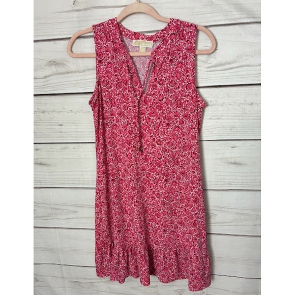 Michael Kors Dresses & Skirts - Michael Kors Pink Floral Sleeveless Ruffle Hem Shift Dress Medium